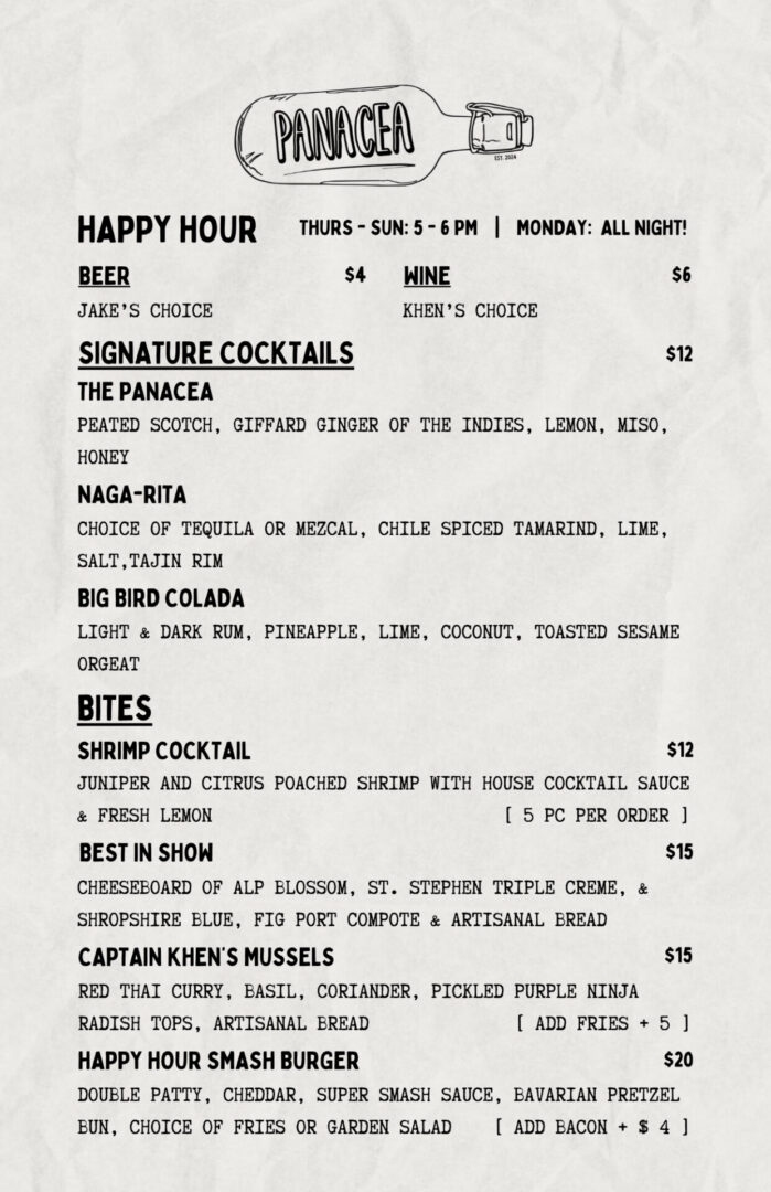 HAPPY HOUR MENU